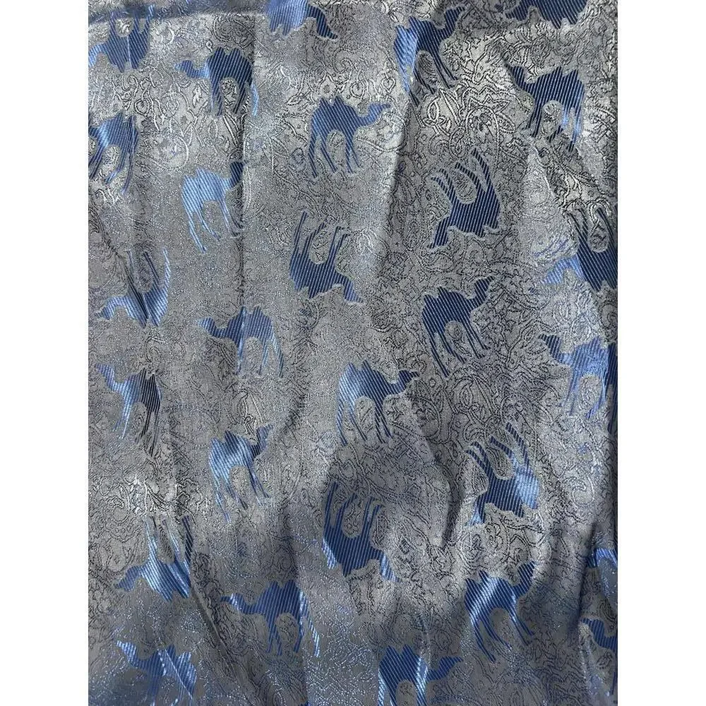 Elegant Women's Blue and Brown Patterned Scarf‎